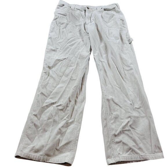Vintage Lee Dungaree Corduroy Pants Mens 34x28.5 Tag 34x30 Beige Carpenter - Picture 1 of 7